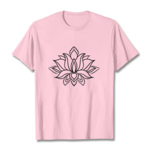 Lotus Flower Pattern Simple Design Cotton Tee T-Shirt - Image 13