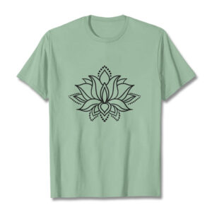 Lotus Flower Pattern Simple Design Cotton Tee T-Shirt - Image 15
