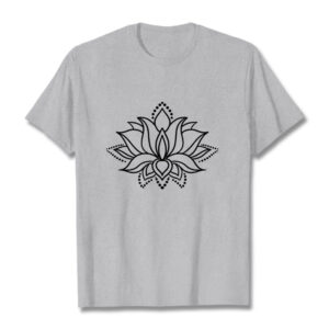 Lotus Flower Pattern Simple Design Cotton Tee T-Shirt - Image 20