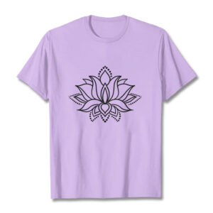 Lotus Flower Pattern Simple Design Cotton Tee T-Shirt - Image 17