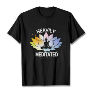 Colorful Lotus Flower Meditation Figure Pattern Cotton Tee T-shirt