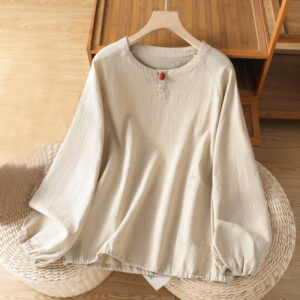 Casual Plain Long Sleeve Cotton Polyester Women's Shirt