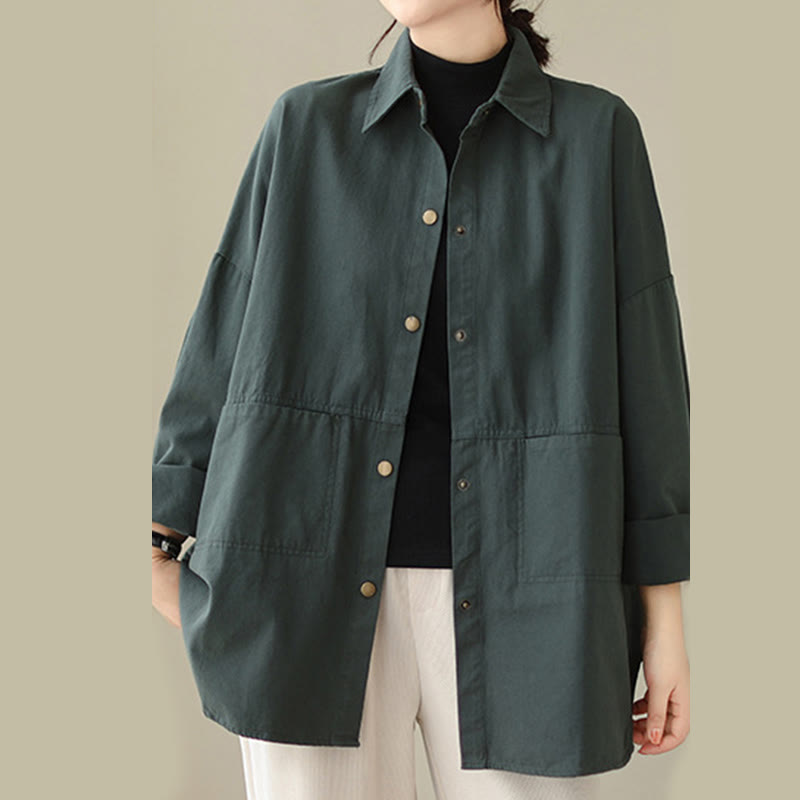 Casual Solid Color Women's Long Sleeve Jacket With Pockets - Image 3