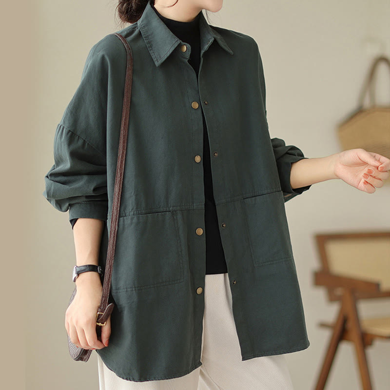 Casual Solid Color Women's Long Sleeve Jacket With Pockets - Image 6