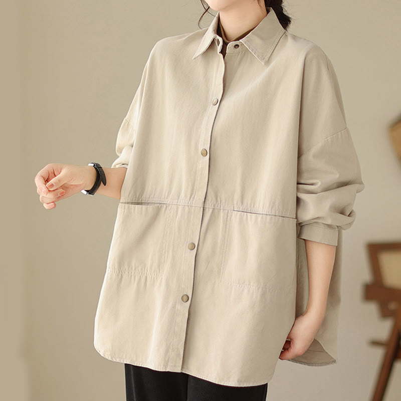 Casual Solid Color Women's Long Sleeve Jacket With Pockets - Image 11