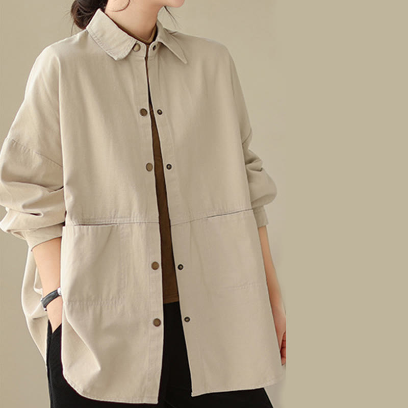Casual Solid Color Women's Long Sleeve Jacket With Pockets - Image 12