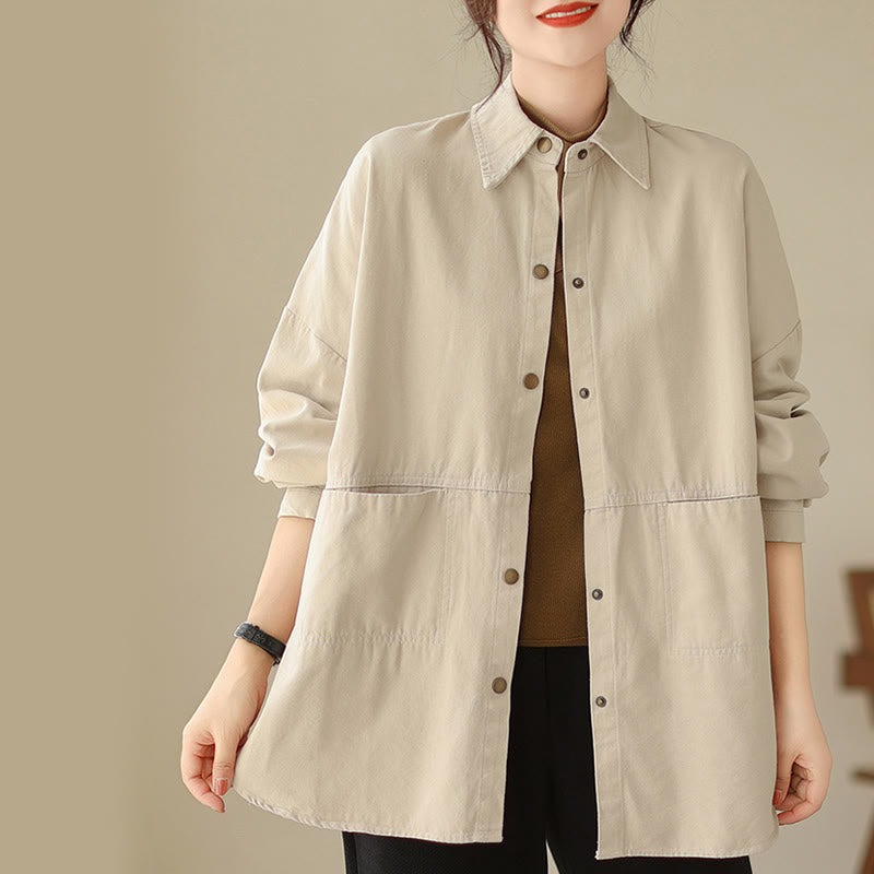 Casual Solid Color Women's Long Sleeve Jacket With Pockets - Image 14