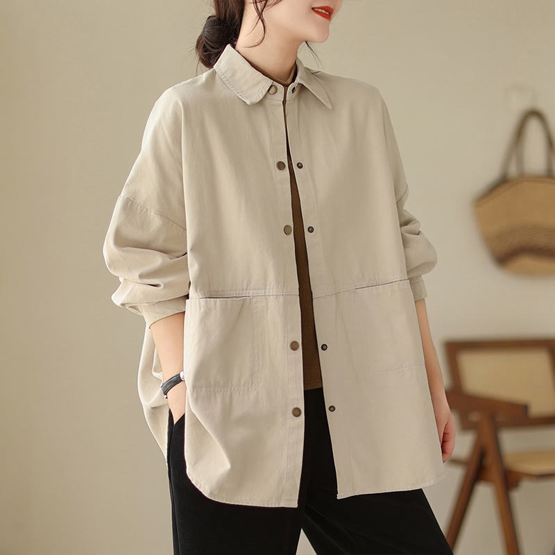 Casual Solid Color Women's Long Sleeve Jacket With Pockets - Image 13