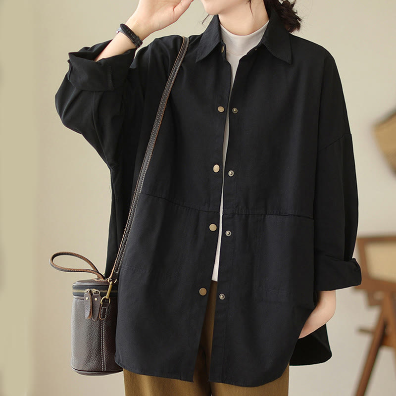 Casual Solid Color Women's Long Sleeve Jacket With Pockets - Image 17