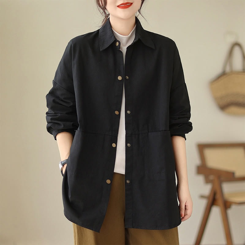 Casual Solid Color Women's Long Sleeve Jacket With Pockets - Image 20