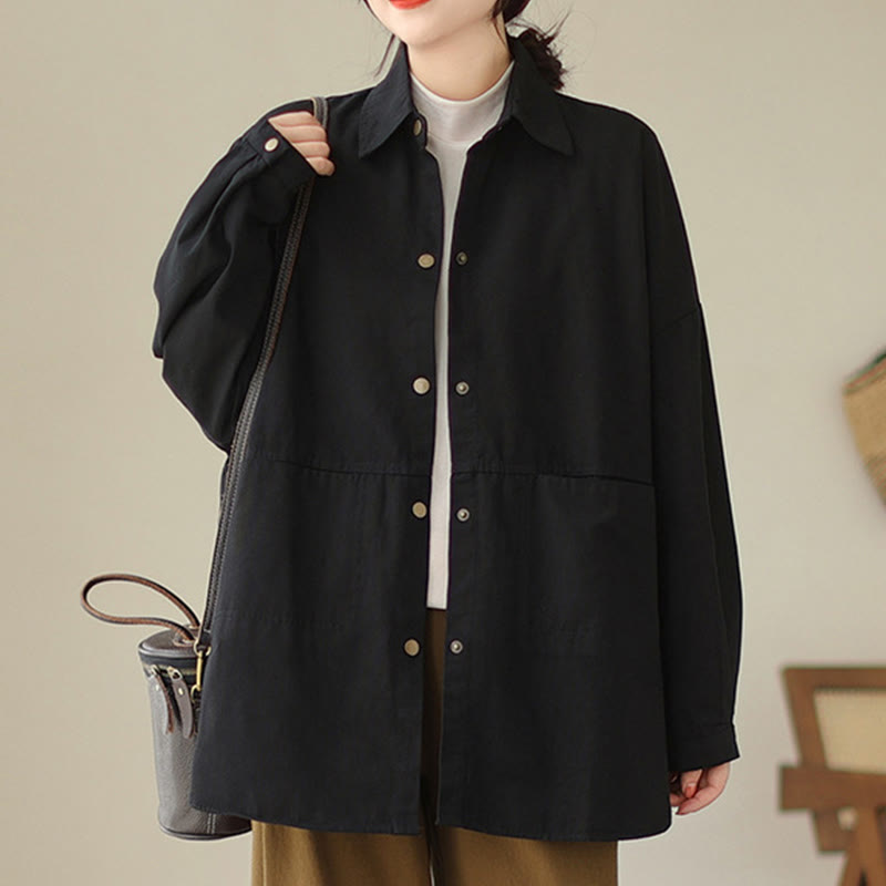 Casual Solid Color Women's Long Sleeve Jacket With Pockets - Image 19