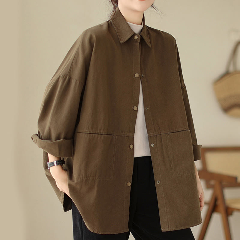 Casual Solid Color Women's Long Sleeve Jacket With Pockets - Image 26
