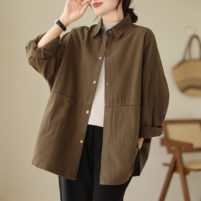 Casual Solid Color Women's Long Sleeve Jacket With Pockets - Image 24