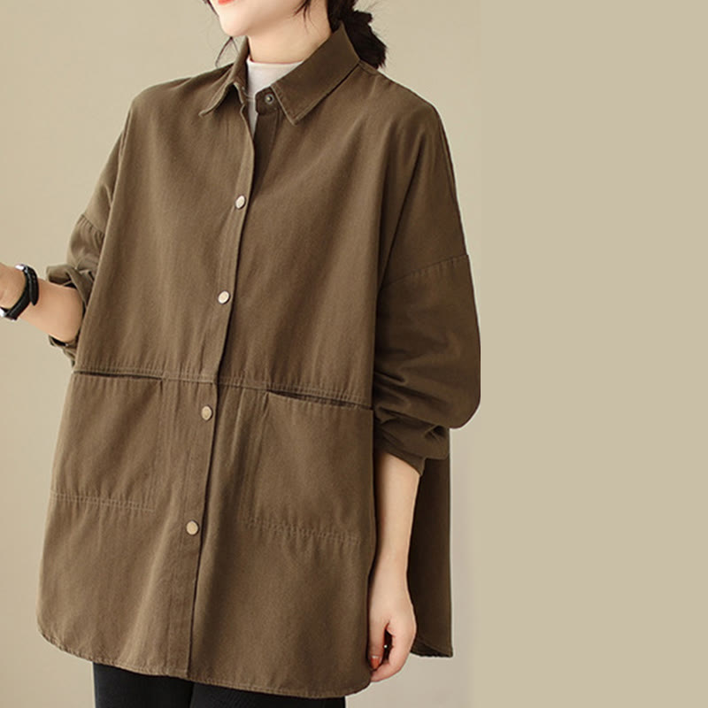 Casual Solid Color Women's Long Sleeve Jacket With Pockets - Image 27