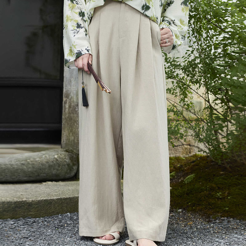 Plain Ankle-Length Women's Pants With Pockets For Older Adults