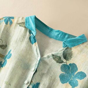 Half Sleeve Color Contrast Floral Pattern Midi Dress With Pockets - Image 9