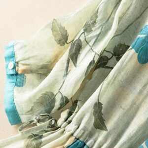 Half Sleeve Color Contrast Floral Pattern Midi Dress With Pockets - Image 10