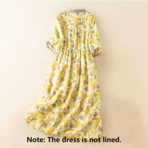 Half Sleeve Color Contrast Floral Pattern Midi Dress With Pockets - Image 16