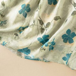 Half Sleeve Color Contrast Floral Pattern Midi Dress With Pockets - Image 6