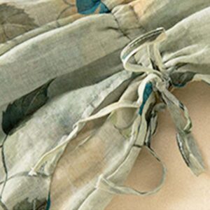 Half Sleeve Color Contrast Floral Pattern Midi Dress With Pockets - Image 12