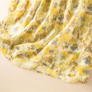 Half Sleeve Color Contrast Floral Pattern Midi Dress With Pockets - Image 20