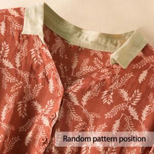 Half Sleeve Color Contrast Floral Pattern Midi Dress With Pockets - Image 22