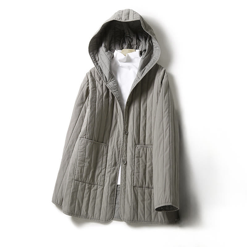 Cord Design Quilting Women's Long Sleeve Cotton Hoodie Jacket With Pocket - Image 7