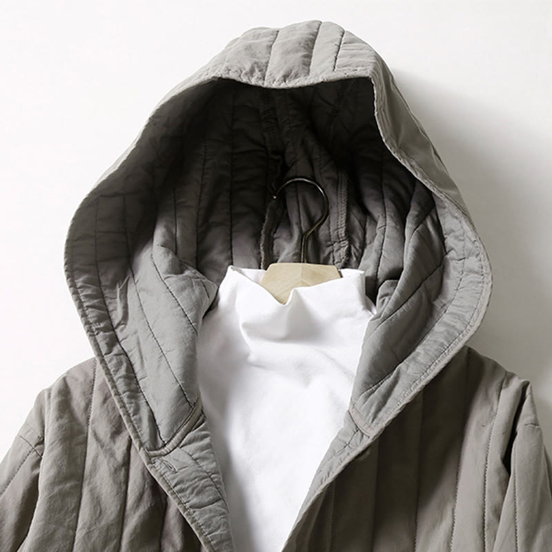 Cord Design Quilting Women's Long Sleeve Cotton Hoodie Jacket With Pocket - Image 8