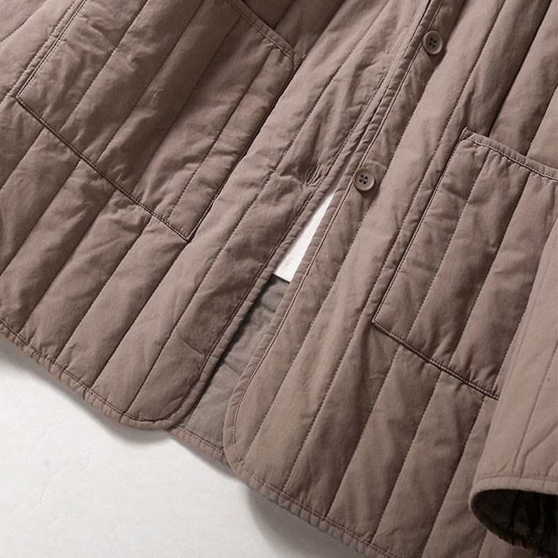 Cord Design Quilting Women's Long Sleeve Cotton Hoodie Jacket With Pocket - Image 6