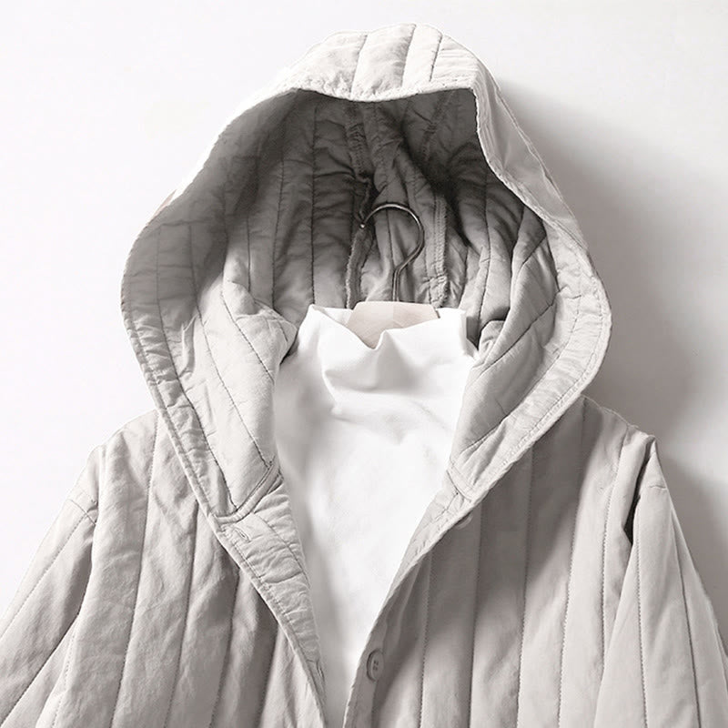 Cord Design Quilting Women's Long Sleeve Cotton Hoodie Jacket With Pocket - Image 17