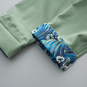 Solid Embroidered Waves Long Sleeve Frog-Button Cotton Linen Men's Shirt - Image 6