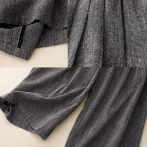 Casual Textured Fabrics Women's Polyester Wide Leg Pants With Pockets - Image 7