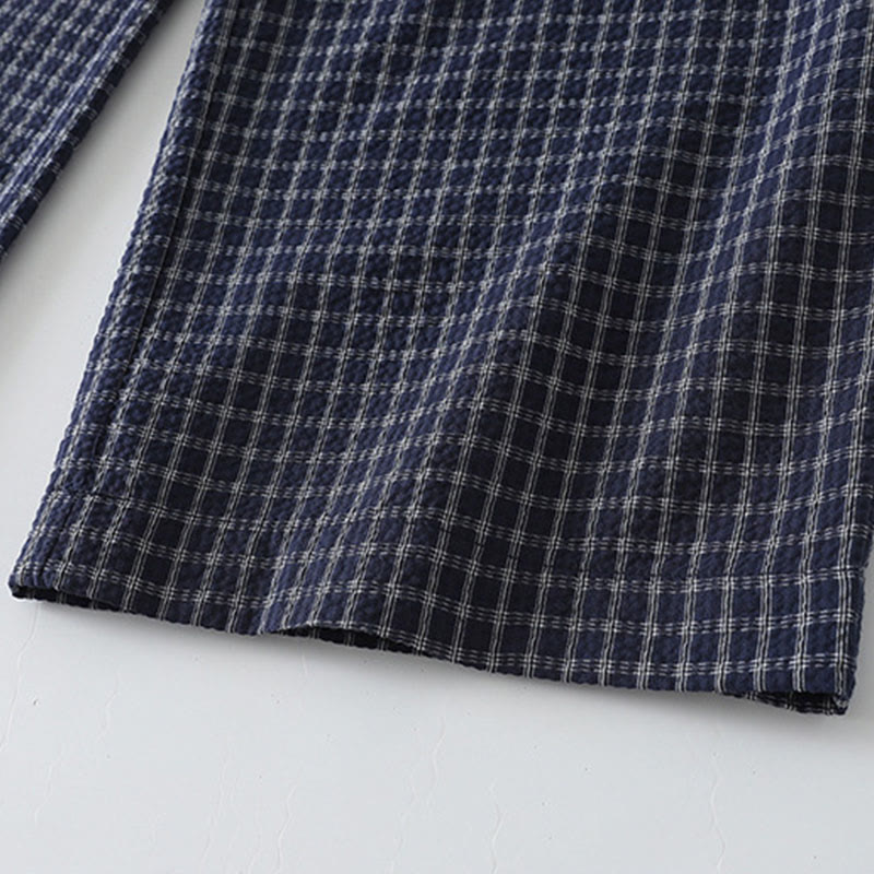 Casual Plaid Pattern Women's Cotton Wide Leg Pants With Pockets - Image 8