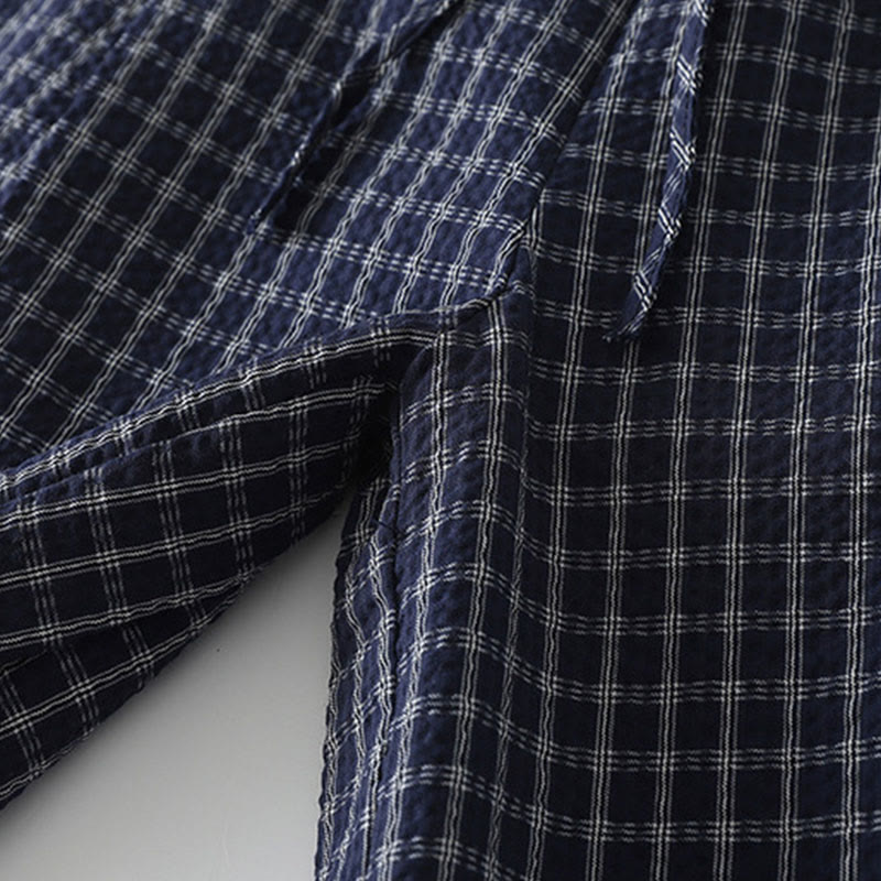 Casual Plaid Pattern Women's Cotton Wide Leg Pants With Pockets - Image 10