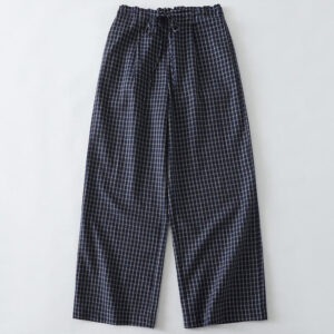 Casual Plaid Pattern Women's Cotton Wide Leg Pants With Pockets