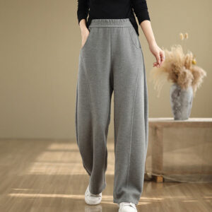 Casual Thickening Women's Polyester Straight Leg Pants With Pockets - Image 9