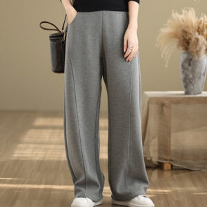 Casual Thickening Women's Polyester Straight Leg Pants With Pockets - Image 10