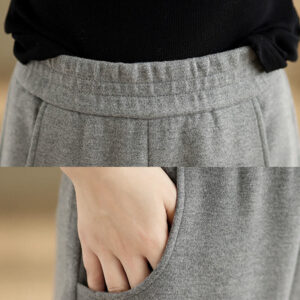 Casual Thickening Women's Polyester Straight Leg Pants With Pockets - Image 13