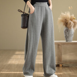 Casual Thickening Women's Polyester Straight Leg Pants With Pockets - Image 8