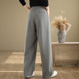Casual Thickening Women's Polyester Straight Leg Pants With Pockets - Image 12