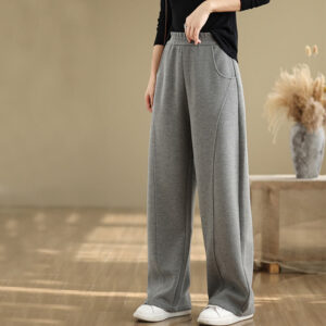 Casual Thickening Women's Polyester Straight Leg Pants With Pockets - Image 11