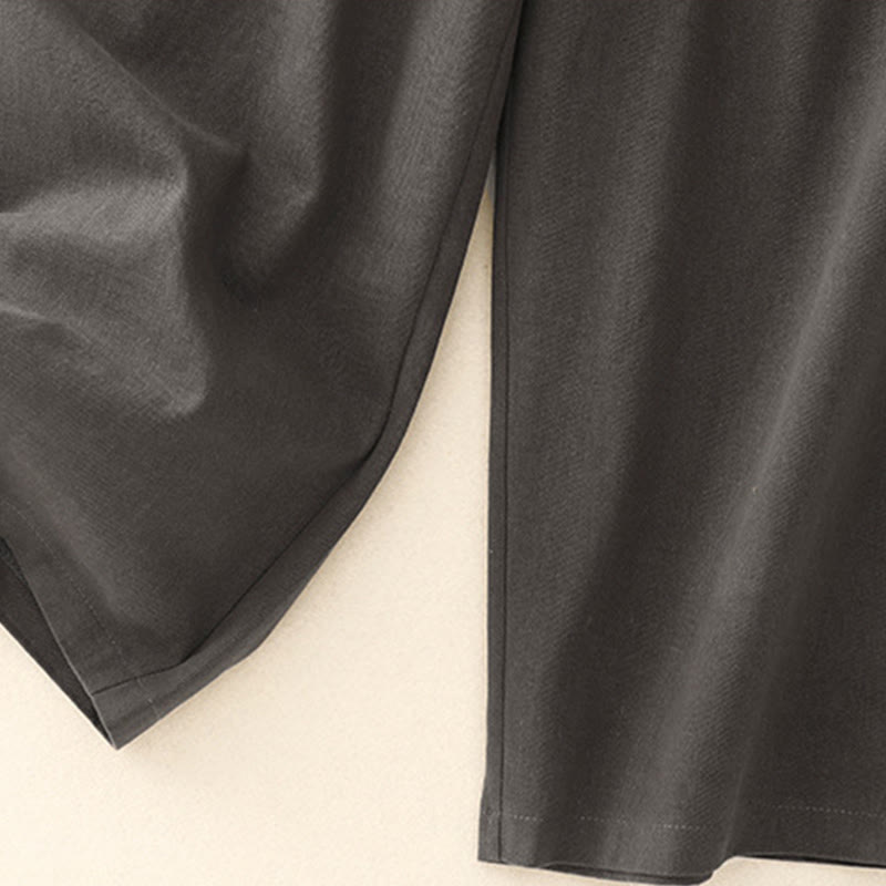 Casual Snap Buttons Women's Cotton Polyester Pants With Pockets - Image 15