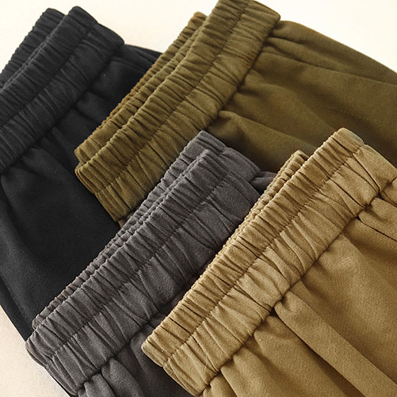 Casual Snap Buttons Women's Cotton Polyester Pants With Pockets - Image 16