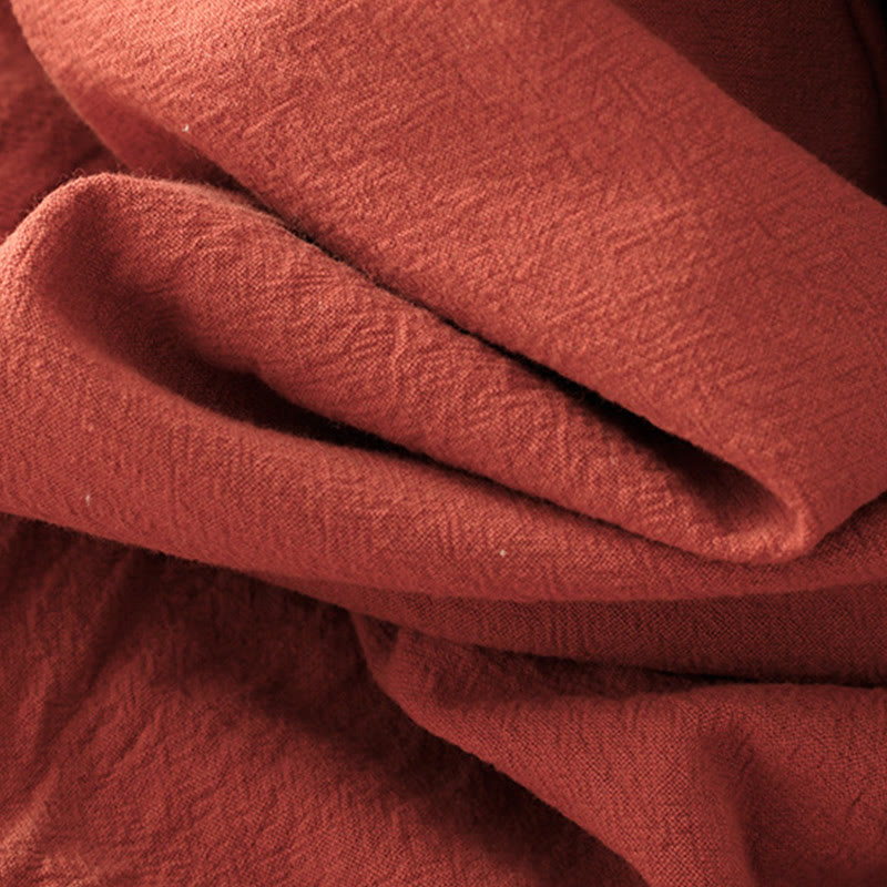 Fall Lapel Buttons Lace-Up Design Cotton Long Sleeve Midi Dress With Pockets - Image 6