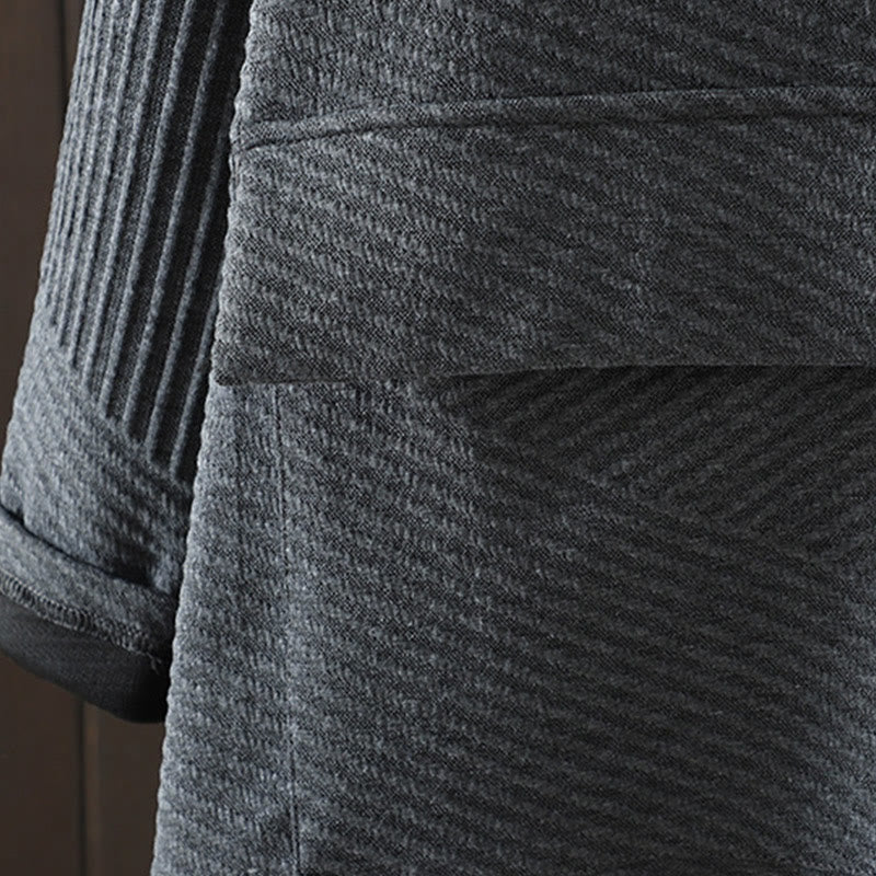 Pure Color Irregular Design Cotton Turtleneck Long Sleeve Midi Dress With Pocket - Image 12