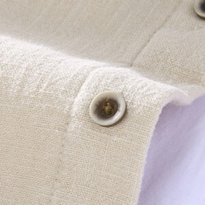 Men's Stnad Collar Long Sleeve Thermal Fleece-lined Ramie Cotton Jacket With Pockets - Image 9