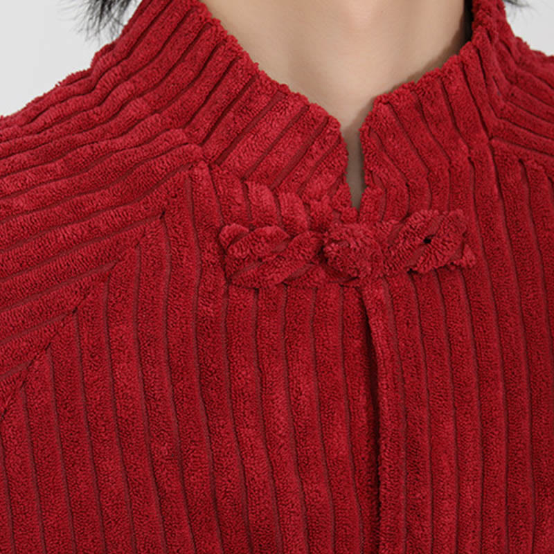 Men's Chinese Plain Frog-Button Long Sleeve Cotton Corduroy Jacket With Pockets - Image 15