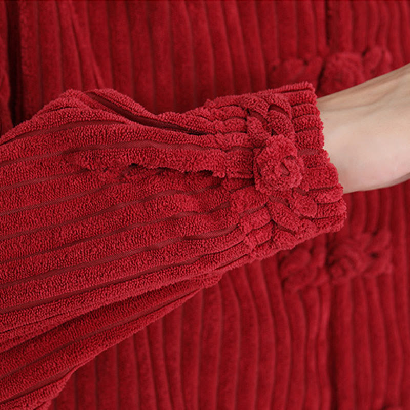 Embroidery Bamboo Pattern Frog-Button Desgin Long Sleeve Men's Cotton Corduroy Jacket - Image 19