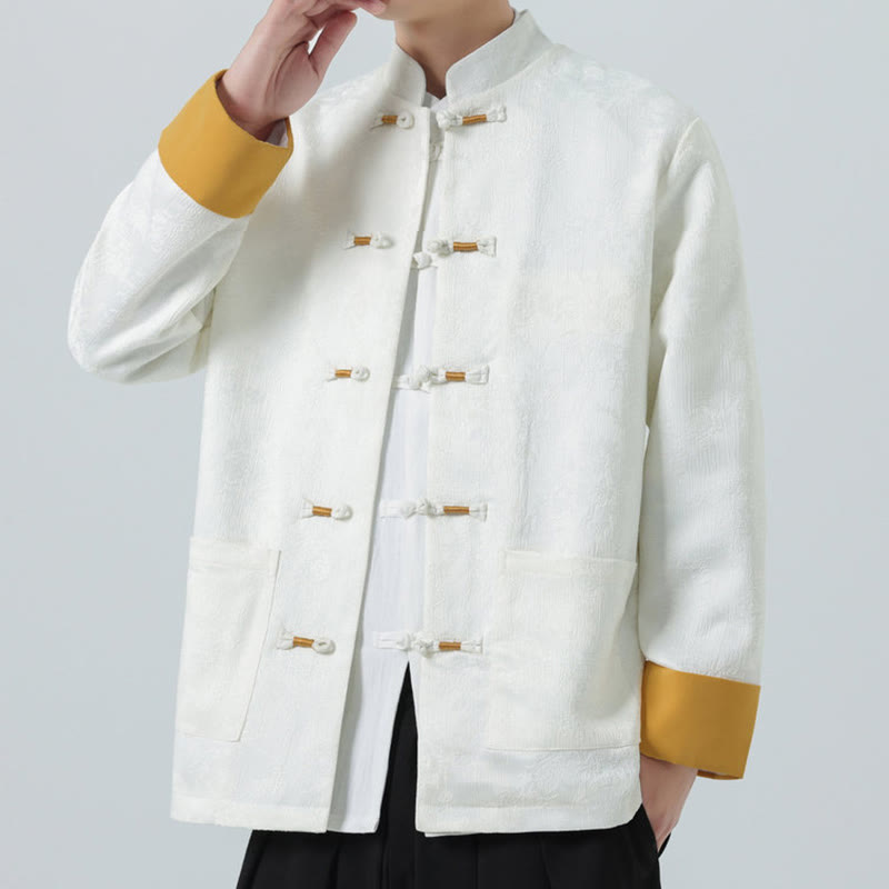 Jacquard Frog-Button Long Sleeve Men's Cotton Jacket Tang Suit With Pockets - Image 15