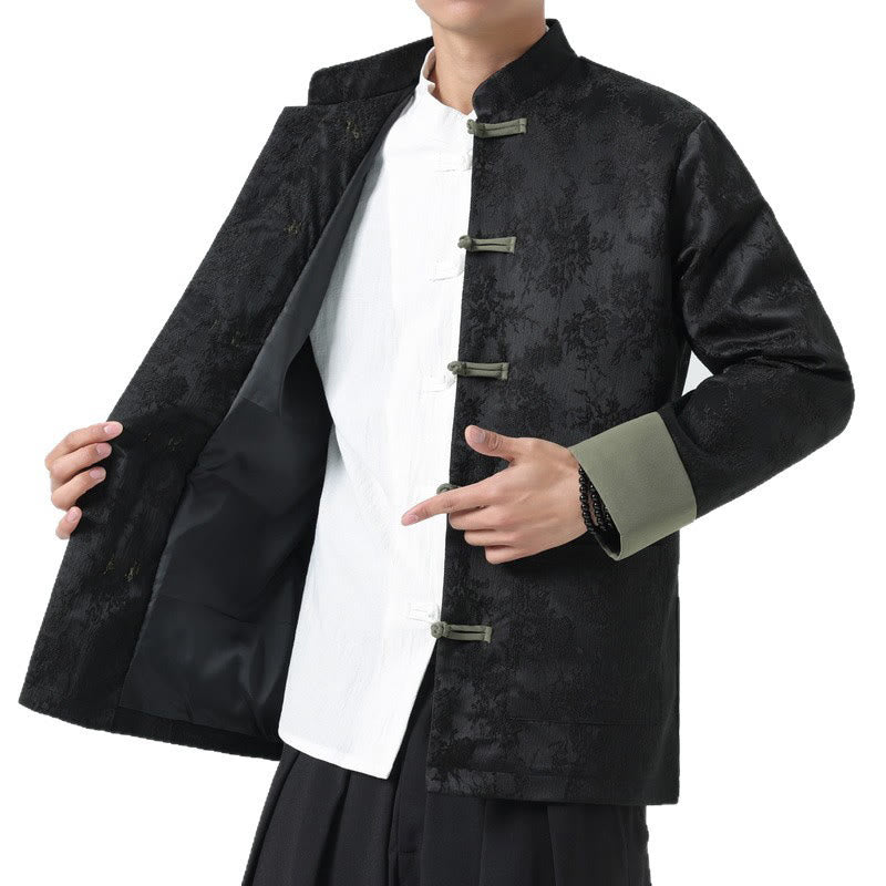 Jacquard Frog-Button Long Sleeve Men's Cotton Jacket Tang Suit With Pockets - Image 12